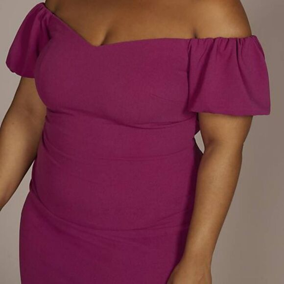 NWT DB Studio Plus Size 20 Off-The-Shoulder Puff Sleeve Midi Dress - Picture 3 of 4
